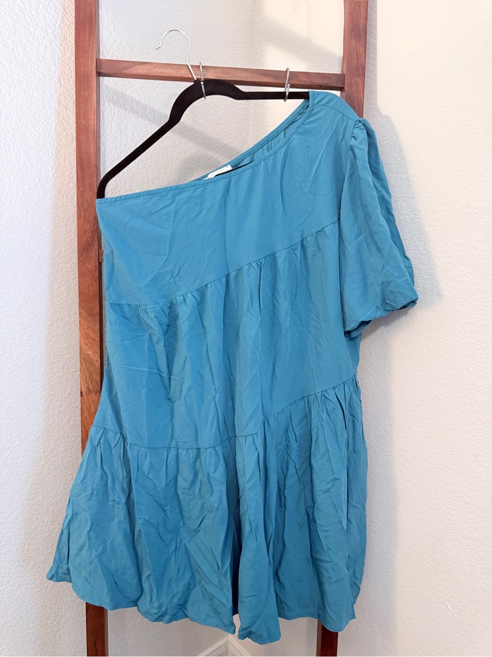 Kirundo Teal Blue One-Shoulder Dress Size L NWT